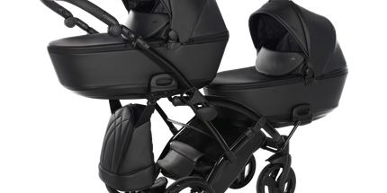 Black tandem double stroller