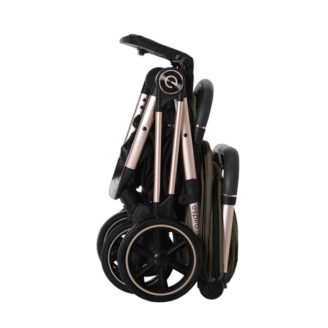 Espiro Flame Timeless Black, folded stroller