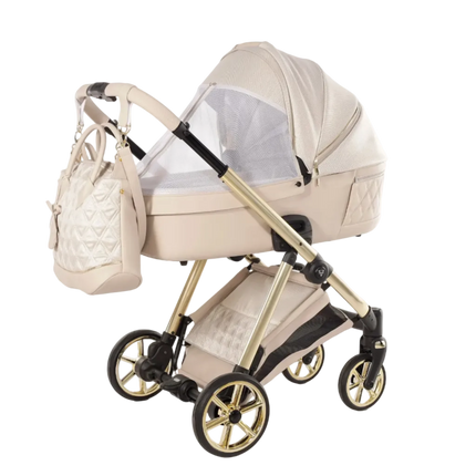 Carrycot / bassinet and toddler seat on the Junama Ellegante Lame Beige stroller, photo 9