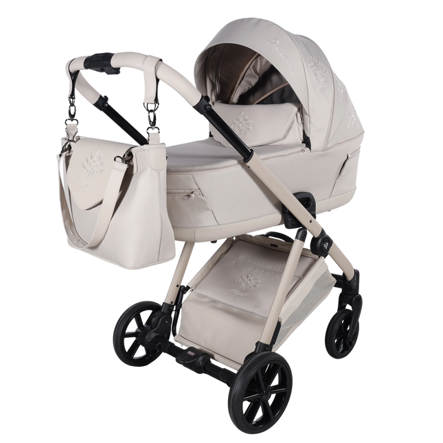 Junama Milano Beige stroller travel system in a studio product photo