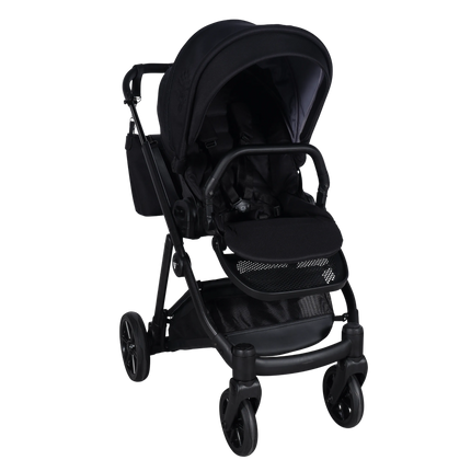 Junama Milano Black luxury stroller shown from newborn through toddler seating, photo 10