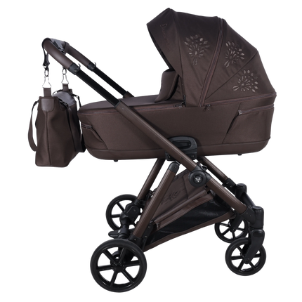 Junama Milano Chocolate luxury stroller with carrycot / bassinet and seat unit