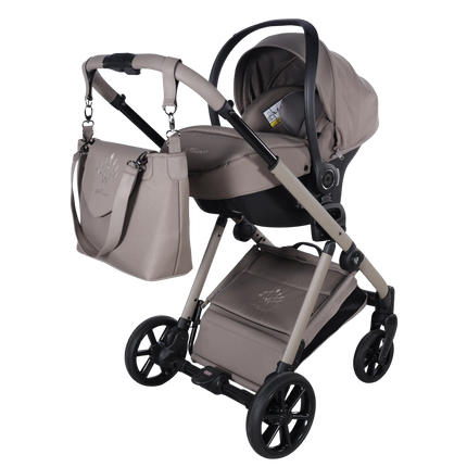 Junama Milano Beige stroller in carrycot and seat configurations with matching car seat, photo 20