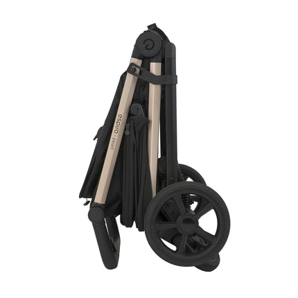 Espiro Pearl, Schwarze Perle, zusammengeklappter Kinderwagen