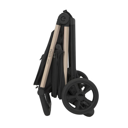 Espiro Pearl, Schwarze Perle, zusammengeklappter Kinderwagen
