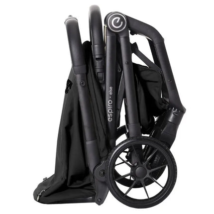 Espiro Else, Schwarze Alternative, zusammengeklappter Kinderwagen