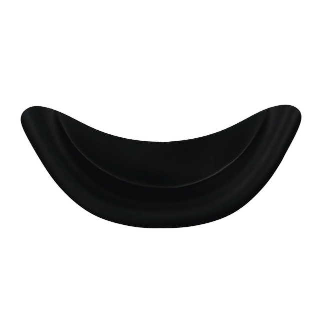 mima xari max footrest protector in black, curved molded cover seen from the front
