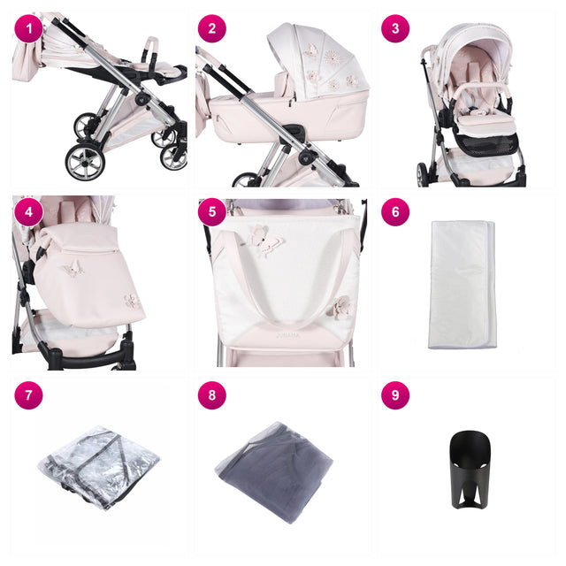 Junama Fleur Stroller Pink 2 IN 1 what's included