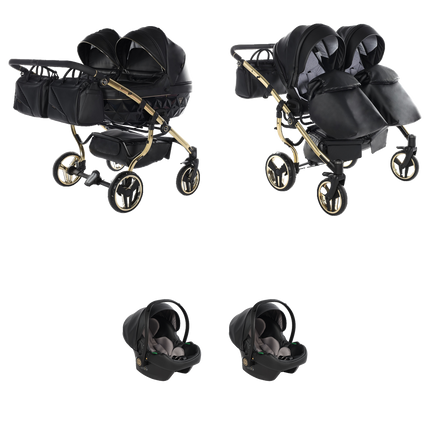 Junama Fluo Duo Black 3 IN 1 package with two car seats