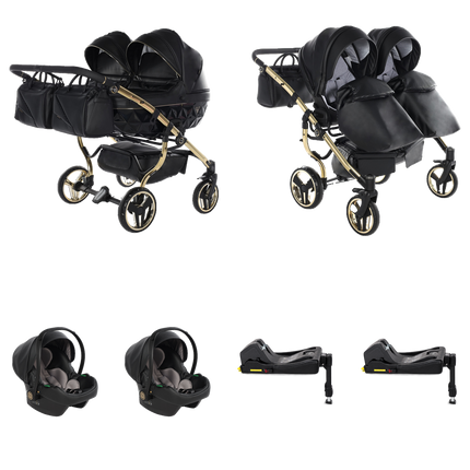 Junama Fluo Duo Black 4 IN 1 package with two car seats and two ISOFIX bases