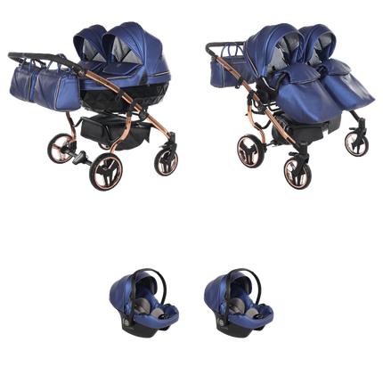 Junama Fluo Duo Blue 3 IN 1 package with two car seats