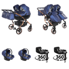 Blue / 4 IN 1 (Includes 2 Car Seats + 2 360° Rotating ISOFIX Bases)