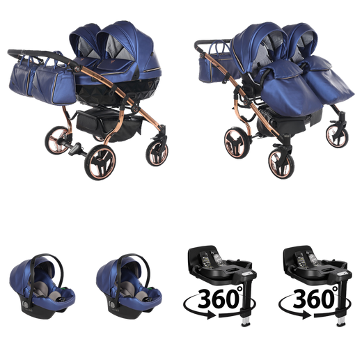 4 IN 1 (Includes 2 Car Seats + 2 360° Rotating ISOFIX Bases)