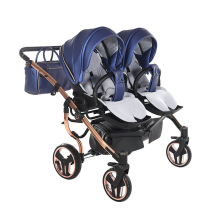 Junama Fluo Duo Blue side-by-side double stroller