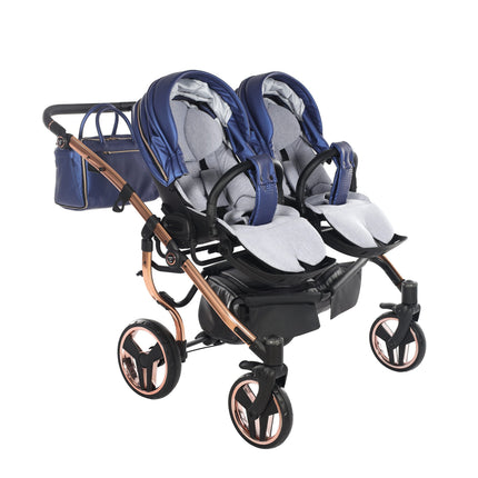 Junama Fluo Duo Blue side-by-side double stroller