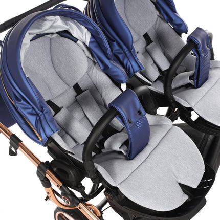Junama Fluo Duo Blue side-by-side double stroller