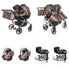Brown / 4 IN 1 (Includes 2 Car Seats + 2 360° Rotating ISOFIX Bases)