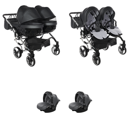 Junama Fluo Duo Gray 3 IN 1 package with two car seats