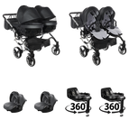 Gray / 4 IN 1 (Includes 2 Car Seats + 2 360° Rotating ISOFIX Bases)