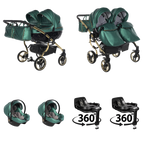 Green / 4 IN 1 (Includes 2 Car Seats + 2 360° Rotating ISOFIX Bases)