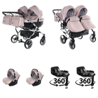 Pink / 4 IN 1 (Includes 2 Car Seats + 2 360° Rotating ISOFIX Bases)