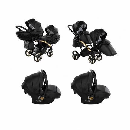 Junama Fluo Duo Slim Black 3 in 1 package with two infant car seats