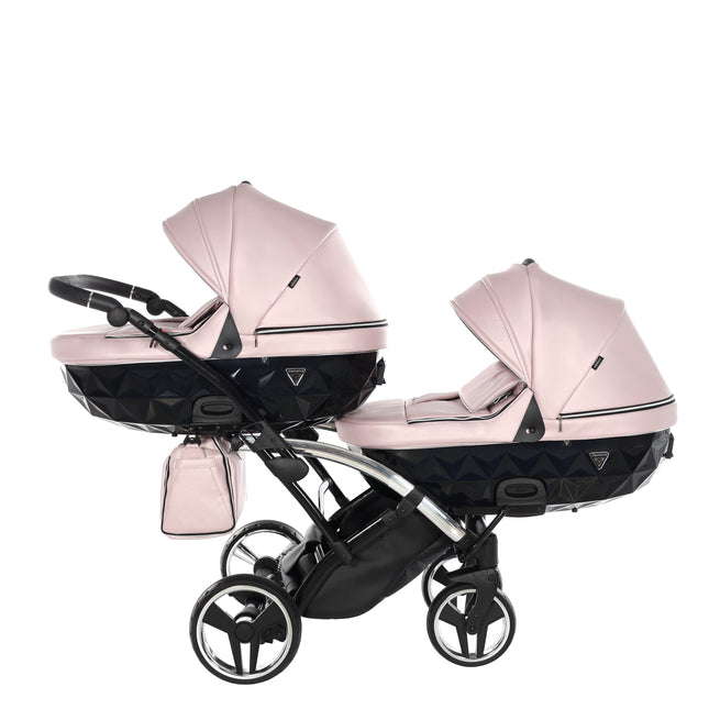 Junama Fluo Duo Slim Pink tandem double stroller with two carrycots / bassinets