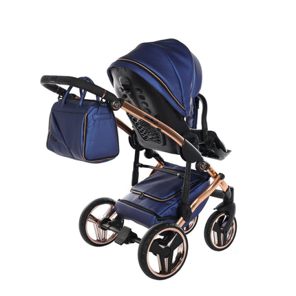 Junama Fluo Light Blue with Pleated Mirror Diamond Chassis stroller
