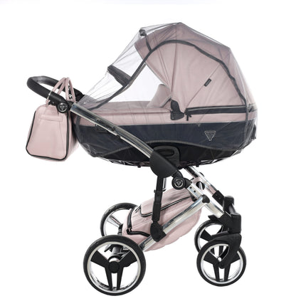 Junama Fluo Pink with White Diamond Chassis stroller