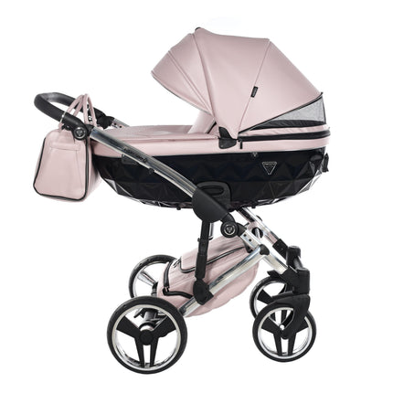 Junama Fluo Pink with White Diamond Chassis stroller