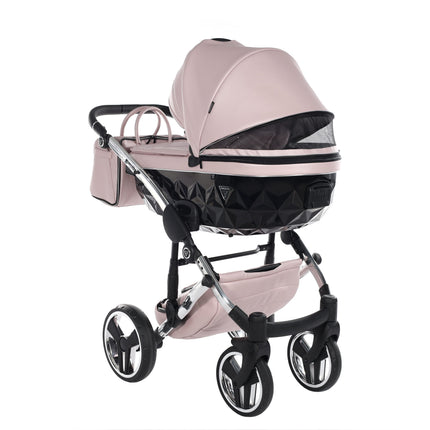 Junama Fluo Pink with White Diamond Chassis stroller