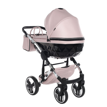 Junama Fluo Pink with White Diamond Chassis stroller