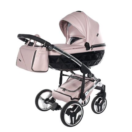 Junama Fluo Pink with White Diamond Chassis stroller