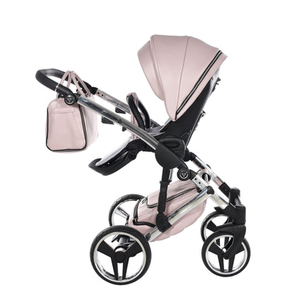 Junama Fluo Pink with White Diamond Chassis stroller