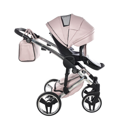 Junama Fluo Pink with White Diamond Chassis stroller