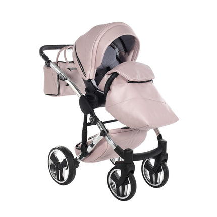 Junama Fluo Pink with White Diamond Chassis stroller
