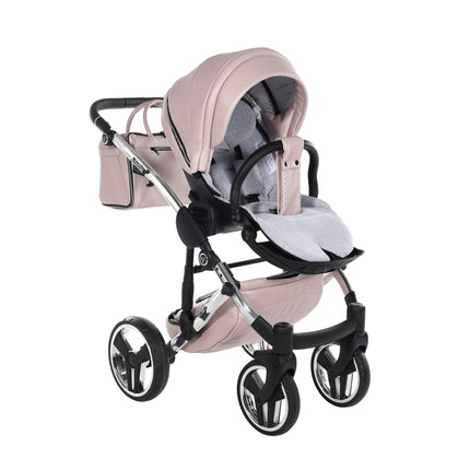 Junama Fluo Pink with White Diamond Chassis stroller