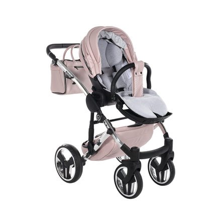 Junama Fluo Pink with White Diamond Chassis stroller