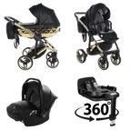 Black & Gold / 4 IN 1 (Includes Car Seat + 360° Rotating ISOFIX Base)