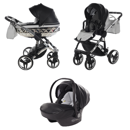 Junama Hand Craft Glitter (Svart): barnvagn; liggdel; sittdel; babyskydd, i matchande färg