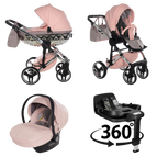 Rosa / 4 IN 1 (Inkluderar babyskydd + 360° roterande ISOFIX-bas)