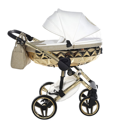 Junama Hand Craft Glitter barnvagn i färgen Vit & Guld