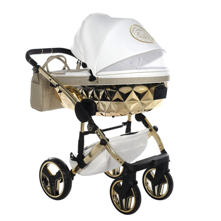 Junama Hand Craft Glitter barnvagn i färgen Vit & Guld