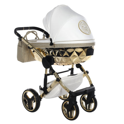 Junama Hand Craft Glitter barnvagn i färgen Vit & Guld