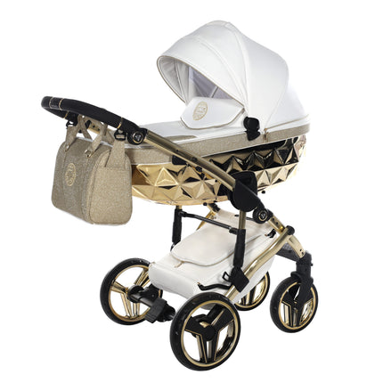 Junama Hand Craft Glitter barnvagn i färgen Vit & Guld