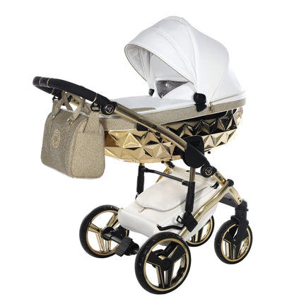 Junama Hand Craft Glitter barnvagn i färgen Vit & Guld