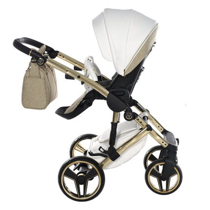 Junama Hand Craft Glitter barnvagn i färgen Vit & Guld