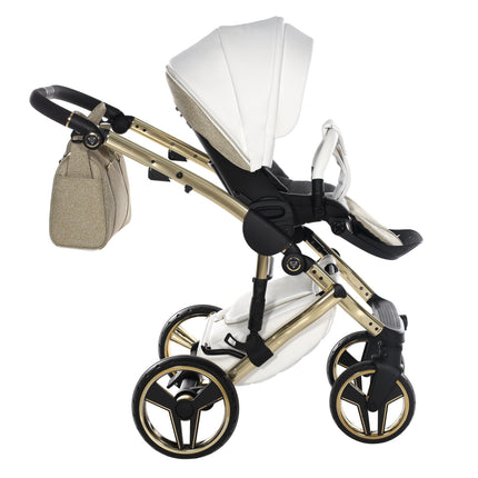 Junama Hand Craft Glitter barnvagn i färgen Vit & Guld