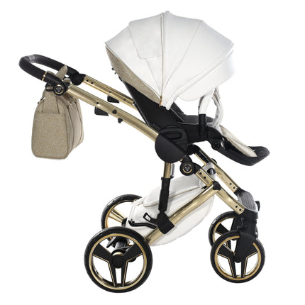 Junama Hand Craft Glitter barnvagn i färgen Vit & Guld