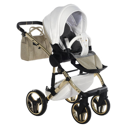Junama Hand Craft Glitter barnvagn i färgen Vit & Guld